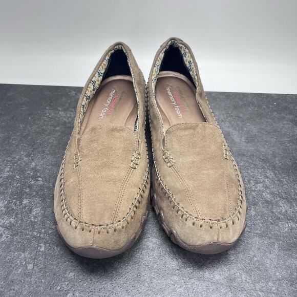 Skechers Relaxed Fit Pedestrian Tan Suede Loafers Women's US 8 Memory Foam Shoes - Picture 2 of 10